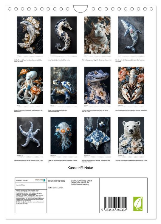 Produktbild: Kunst trifft Natur (Wandkalender 2026 DIN A4 hoch), CALVENDO Monatskalender