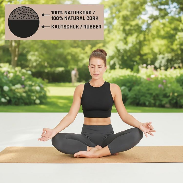 Produktbild: Schildkr&ouml;t 960265 - Kork Yogamatte inkl. Yogagurt, Naturkork & Naturkautschuk, 183x61x0,4cm