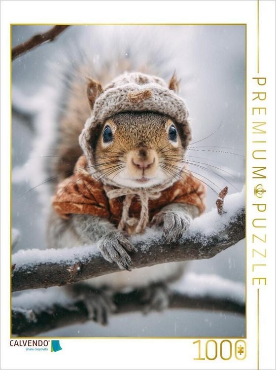 Produktbild: CALVENDO Puzzle Eichh&ouml;rnchen im Winter | 1000 Teile Lege-Gr&ouml;&szlig;e 64x48cm Foto-Puzzle f&uuml;r gl&uuml;ckliche Stunden