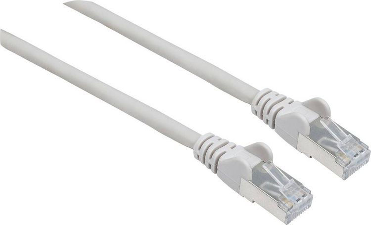 Produktbild: Intellinet 317245 RJ45 Patchkabel CAT 6a S/FTP 5.00 m Grau Folienschirm, Geflechtschirm, Halogenfrei 1 St.