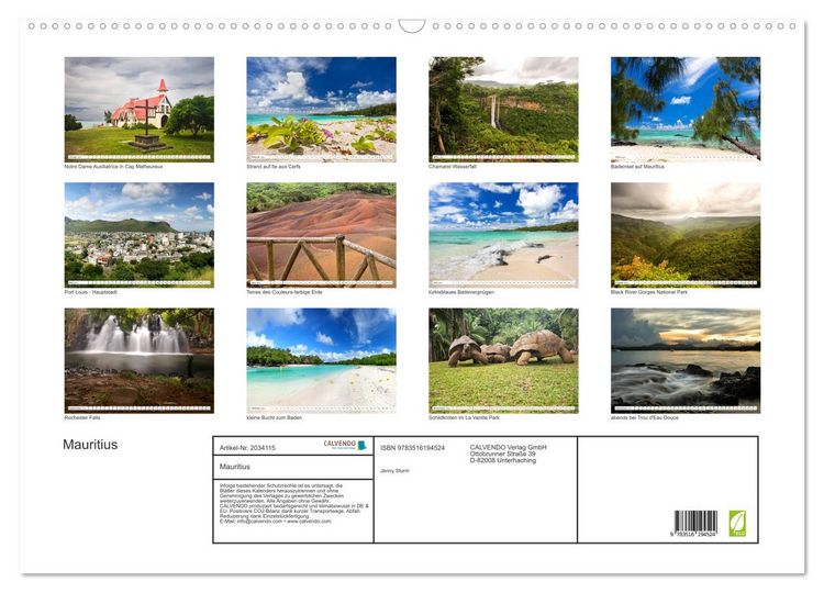 Produktbild: Mauritius (Wandkalender 2026 DIN A2 quer), CALVENDO Monatskalender