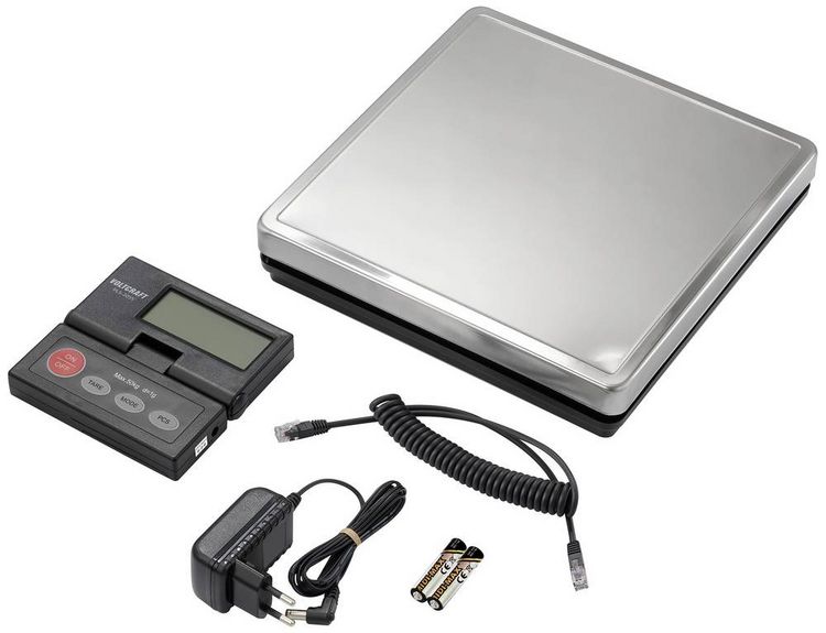 Produktbild: VOLTCRAFT PLS-205S Plattformwaage VC-15445055 W&auml;gebereich (max.) 50 kg Ablesbarkeit 1 g netzbetrieben, batteriebetrieben Edelstahl