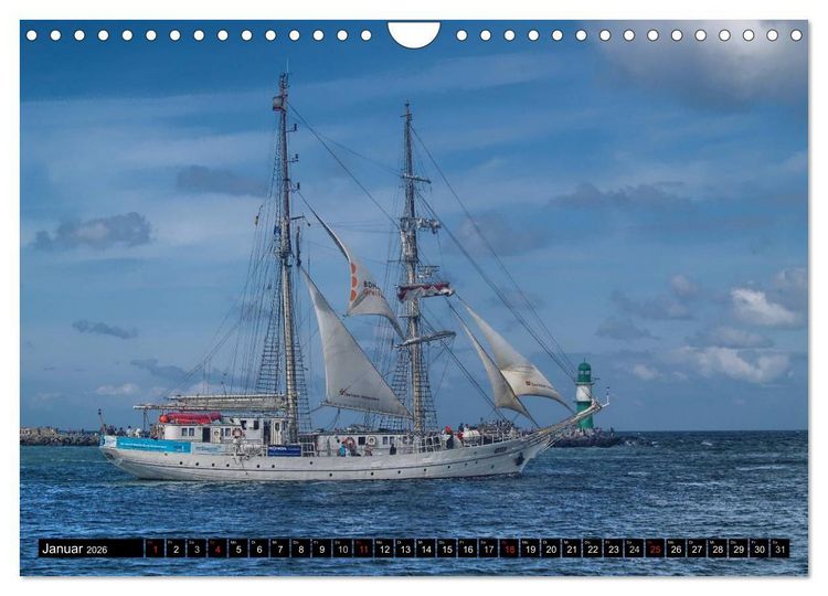 Produktbild: Segelschiffe vor Warnem&uuml;nde (Wandkalender 2026 DIN A4 quer), CALVENDO Monatskalender
