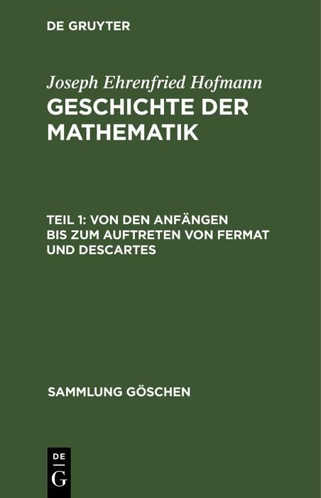 Produktbild: Von den Anf&auml;ngen bis zum Auftreten von Fermat und Descartes
