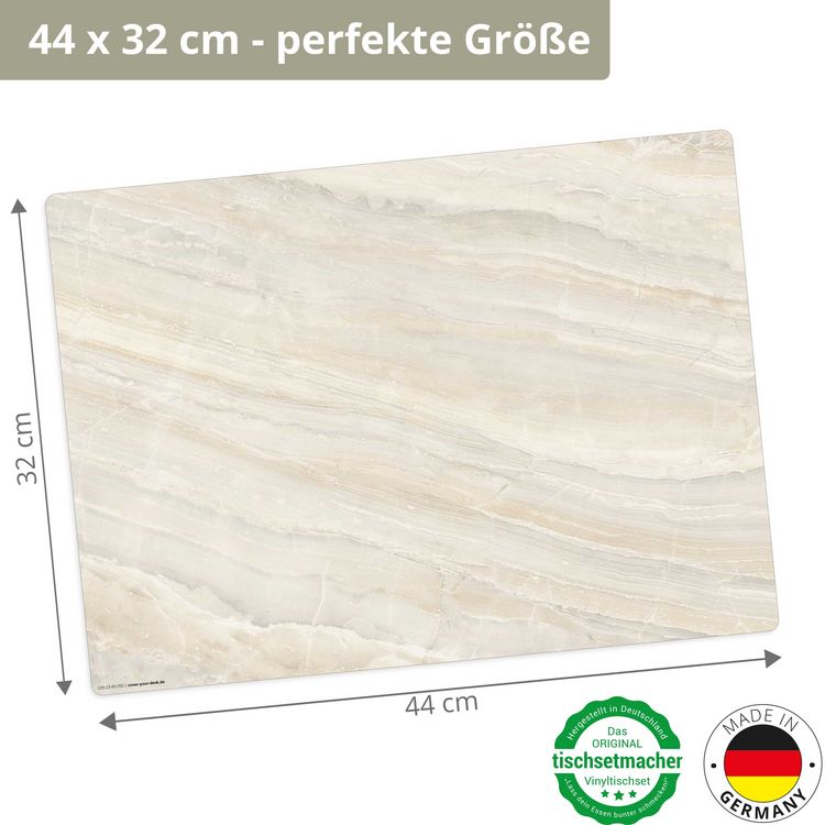 Produktbild: Tischsetmacher Tischsets Marmorplatte mit beiger Maserung, aus hochwertigem Vinyl (4 St&uuml;ck), 44 x 32 cm