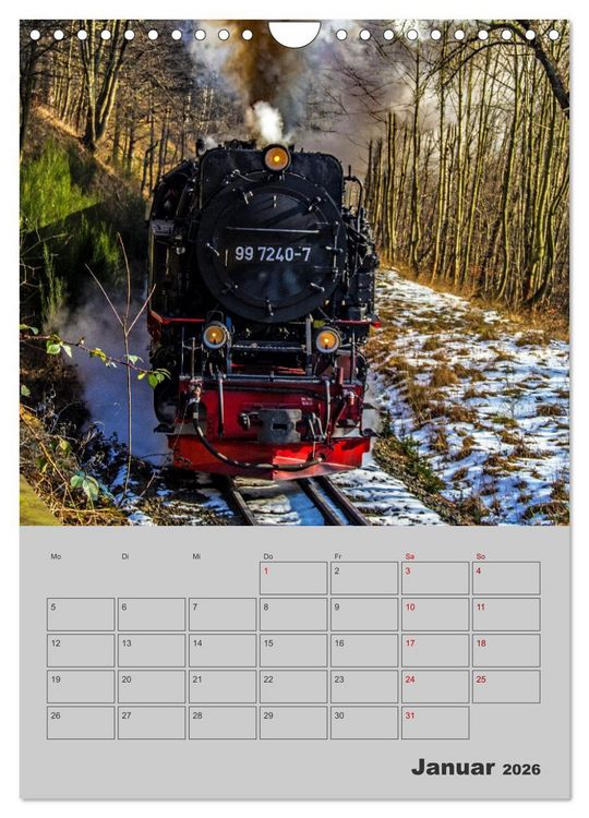 Produktbild: Brockenbahn - Terminplaner (Wandkalender 2026 DIN A4 hoch), CALVENDO Monatskalender