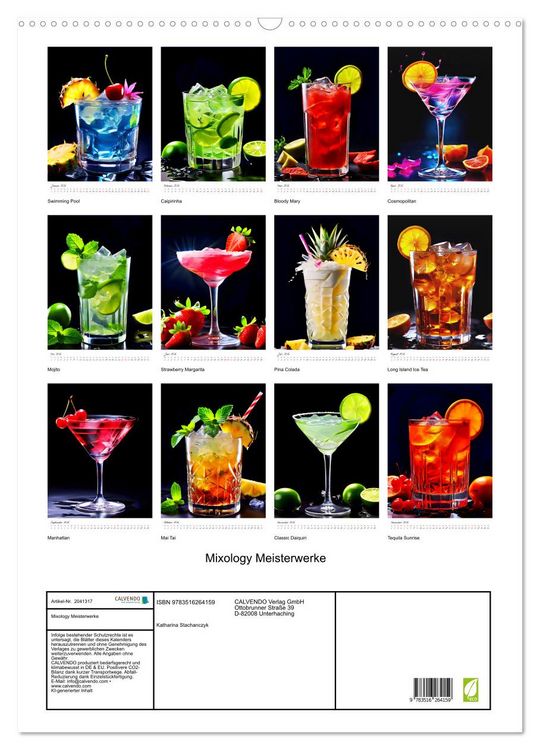 Produktbild: Mixology Meisterwerke (Wandkalender 2026 DIN A2 hoch), CALVENDO Monatskalender
