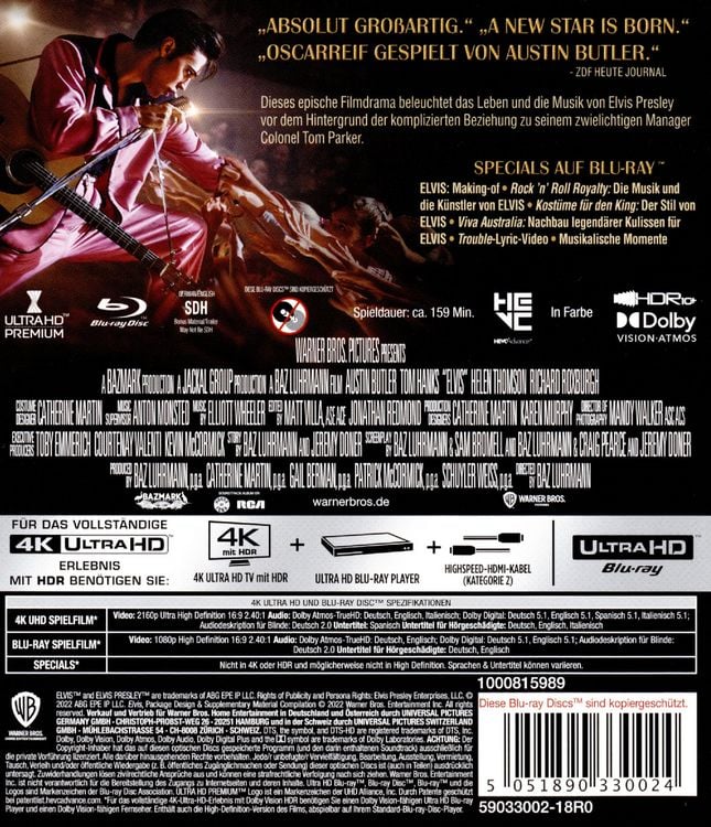 Produktbild: Elvis (4K Ultra HD) (+ Blu-ray 2D)