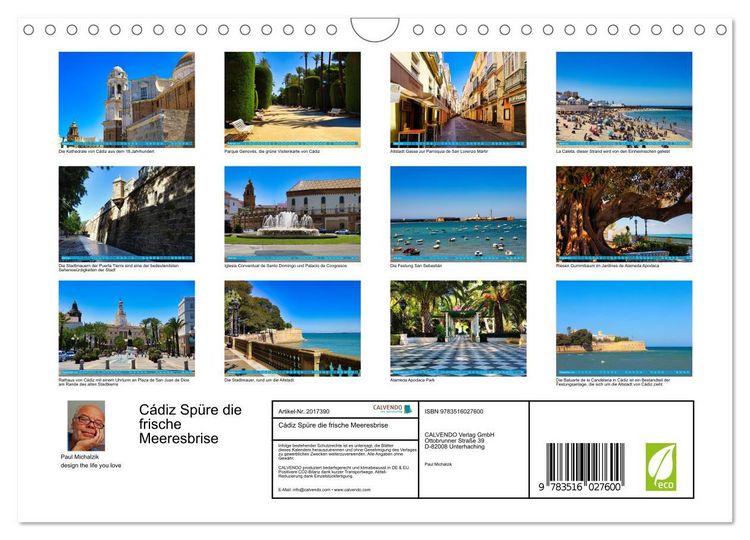Produktbild: C&aacute;diz Sp&uuml;re die frische Meeresbrise (Wandkalender 2026 DIN A4 quer), CALVENDO Monatskalender