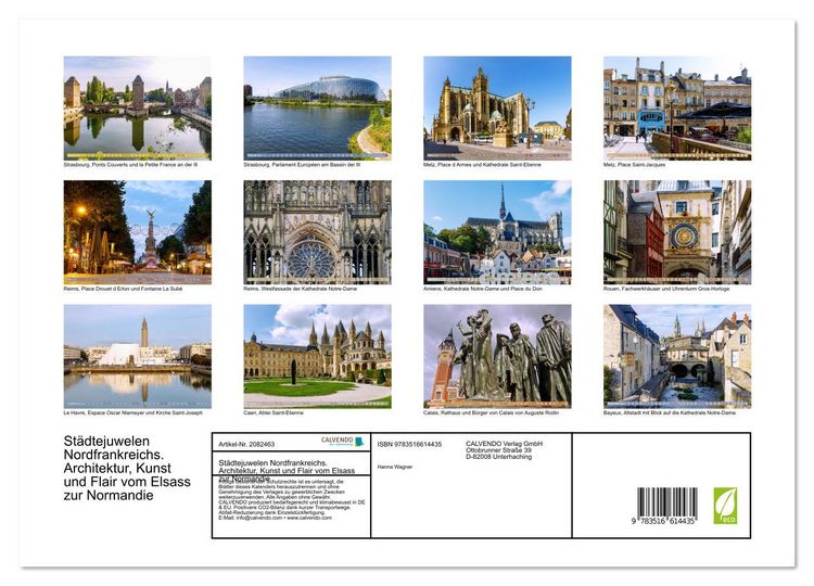 Produktbild: St&auml;dtejuwelen Nordfrankreichs. Architektur, Kunst und Flair vom Elsass zur Normandie (Wandkalender 2026 DIN A3 quer), CALVENDO Monatskalender