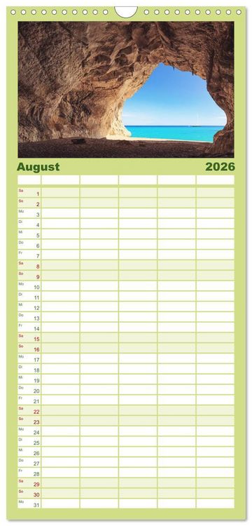 Produktbild: Familienplaner 2026 - Sardinien - Traumstr&auml;nde am Mittelmeer mit 5 Spalten (Wandkalender, 21 x 45 cm) CALVENDO