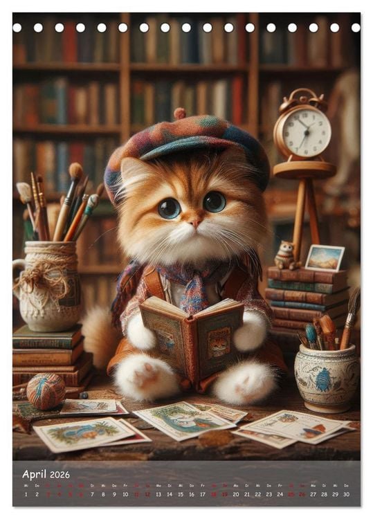 Produktbild: Katzen im Boho-Look - Ein Jahr voller Vielfalt und Charme mit niedlichen Samtpfoten (Tischkalender 2026 DIN A5 hoch), CALVENDO Monatskalender