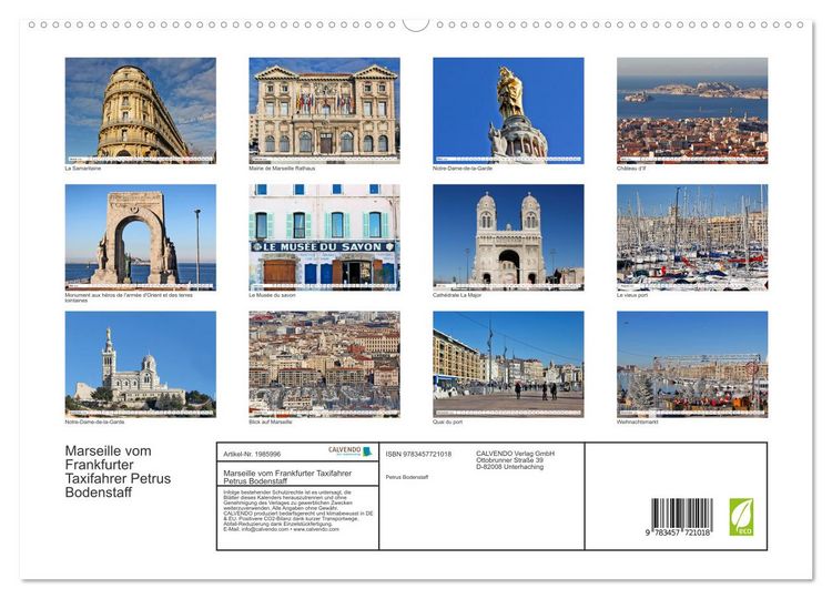 Produktbild: Marseille vom Frankfurter Taxifahrer Petrus Bodenstaff (hochwertiger Premium Wandkalender 2026 DIN A2 quer), Kunstdruck in Hochglanz
