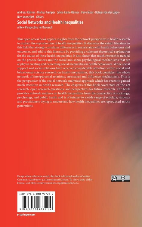 Produktbild: Social Networks and Health Inequalities