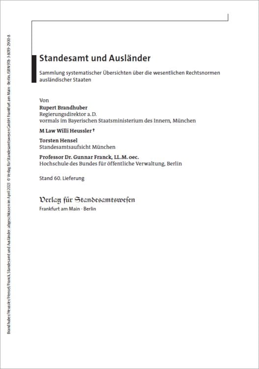 Produktbild: Standesamt und Ausl&auml;nder
