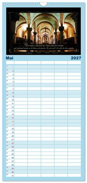 Produktbild: Familienplaner 2027 - Monat f&uuml;r Monat ein Bibelvers mit 5 Spalten (Wandkalender, 21 x 45 cm) CALVENDO