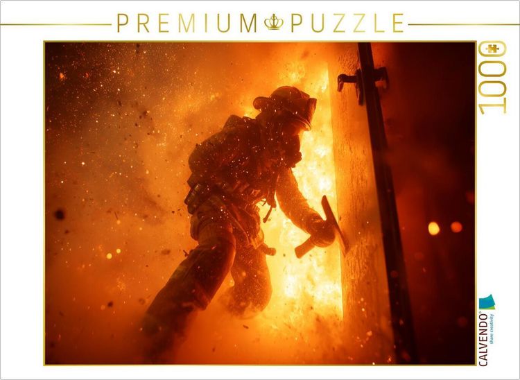Produktbild: CALVENDO Puzzle Feuerwehrmann im Feuer | 1000 Teile Lege-Gr&ouml;&szlig;e 64x48cm Foto-Puzzle f&uuml;r gl&uuml;ckliche Stunden
