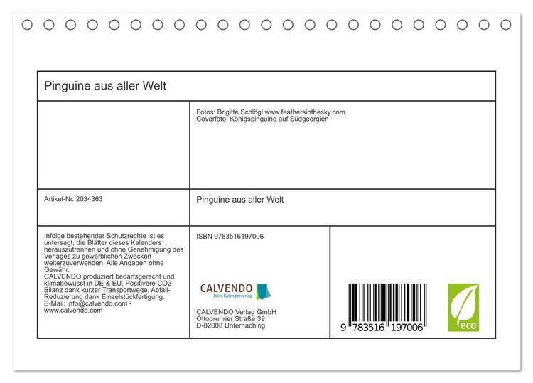 Produktbild: Pinguine aus aller Welt (Tischkalender 2026 DIN A5 quer), CALVENDO Monatskalender