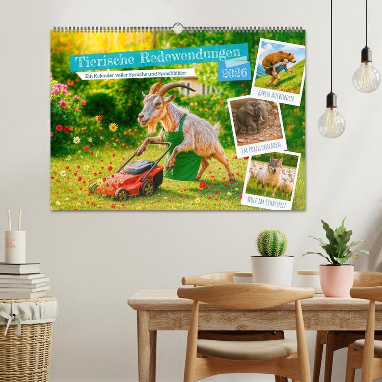 Produktbild: Tierische Redewendungen - Ein Kalender voller Spr&uuml;che und Sprachbilder (Wandkalender 2026 DIN A2 quer), CALVENDO Monatskalender