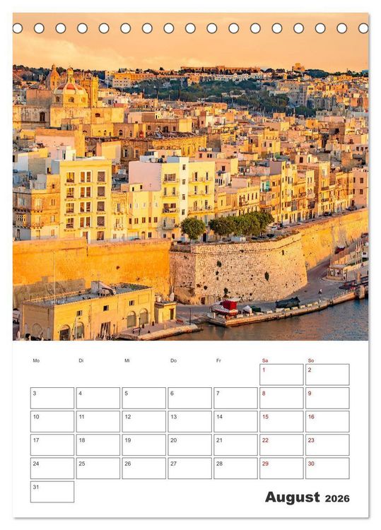Produktbild: Valletta - K&uuml;stenstadt mit Charme (Tischkalender 2026 DIN A5 hoch), CALVENDO Monatskalender