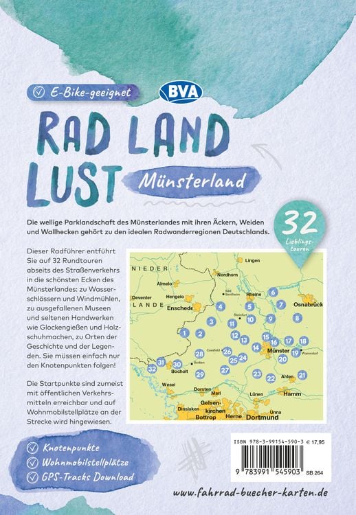 Produktbild: BVA RadLandLust M&uuml;nsterland, 32 Lieblingstouren mit Knotenpunkten