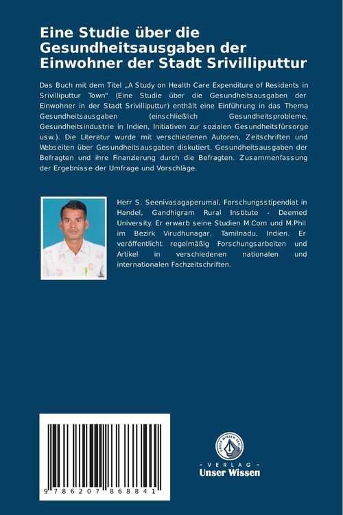 Produktbild: Eine Studie &uuml;ber die Gesundheitsausgaben der Einwohner der Stadt Srivilliputtur