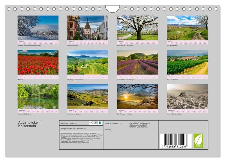 Produktbild: Augenblicke im Kaiserstuhl (Wandkalender 2027 DIN A4 quer), CALVENDO Monatskalender