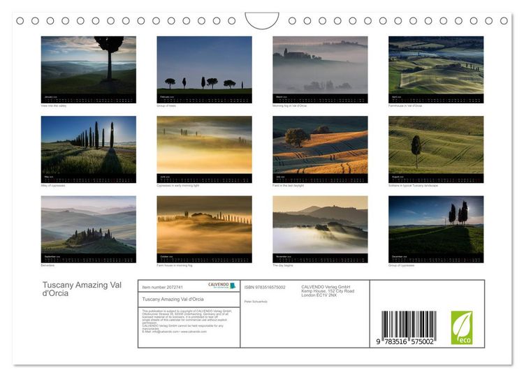 Produktbild: Tuscany Amazing Val d'Orcia (Wall Calendar 2026 DIN A4 landscape), CALVENDO 12 Month Wall Calendar