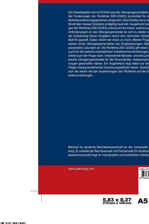 Produktbild: Das Uebergangsmandat der Arbeitnehmervertretungen