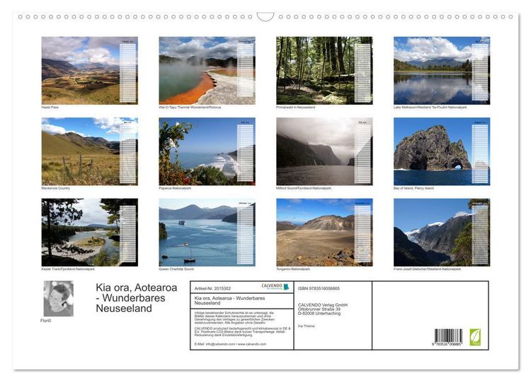Produktbild: Kia ora, Aotearoa - Wunderbares Neuseeland (Wandkalender 2026 DIN A2 quer), CALVENDO Monatskalender