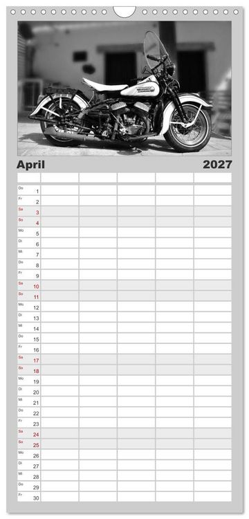 Produktbild: Familienplaner 2027 - Harley Davidson WLA 750 in Schwarzweiss mit 5 Spalten (Wandkalender, 21 x 45 cm) CALVENDO