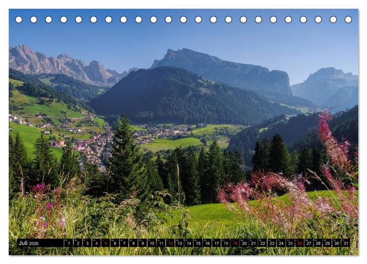Produktbild: Das Gr&ouml;dner Tal - Im Herzen der Dolomiten (Tischkalender 2026 DIN A5 quer), CALVENDO Monatskalender
