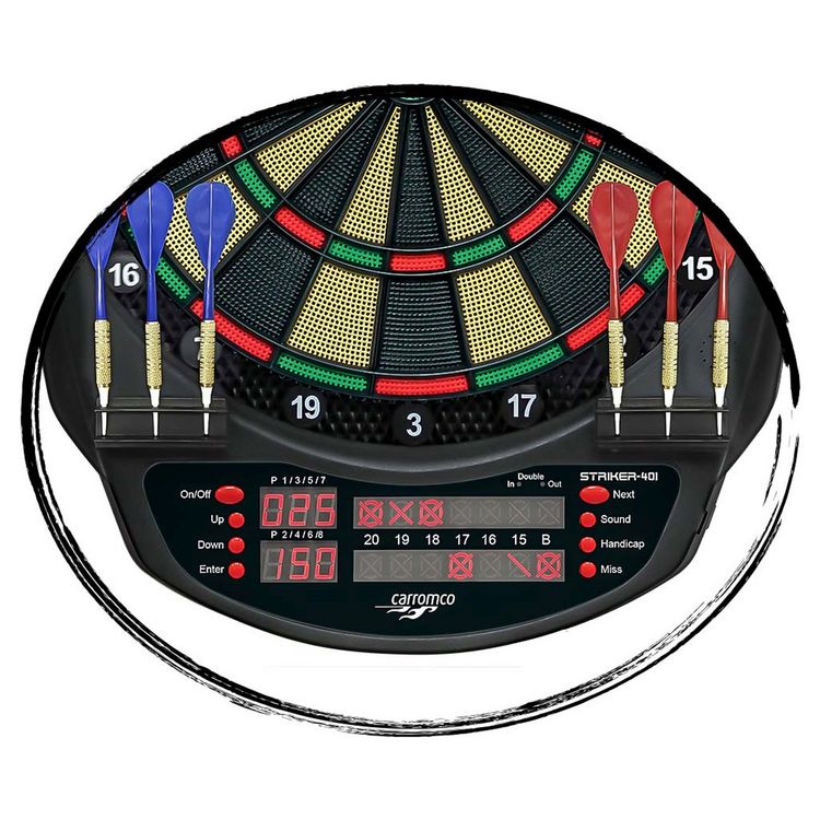 Produktbild: CARROMCO ELEKTRONIK DARTBOARD STRIKER-401, MIT ADAPTER, 3-LOCH ABSTAND