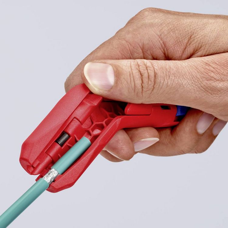 Produktbild: Knipex 16 95 01 SB ErgoStrip Kabelentmanteler Geeignet f&uuml;r Rundkabel, Feuchtraumkabel, Datenkabel, Koaxialkabel 4.8 bis 13 mm 0.2 bis 4 mm&sup2;