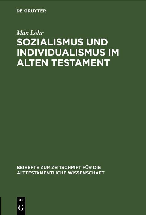 Produktbild: Sozialismus und Individualismus im Alten Testament
