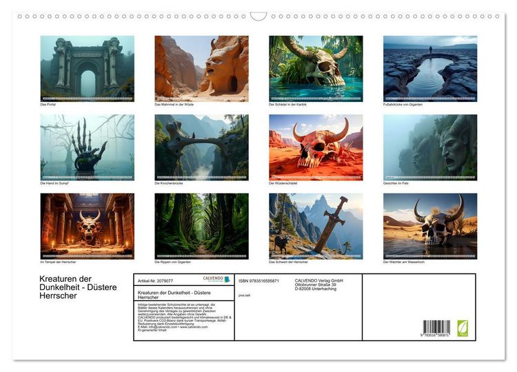 Produktbild: Kreaturen der Dunkelheit - D&uuml;stere Herrscher (Wandkalender 2026 DIN A2 quer), CALVENDO Monatskalender