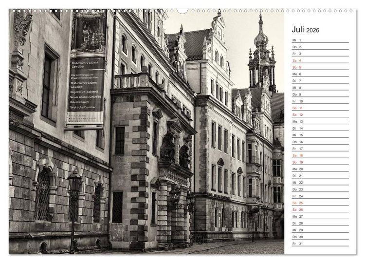 Produktbild: Dresden Schwarz-Wei&szlig; (Wandkalender 2026 DIN A2 quer), CALVENDO Monatskalender