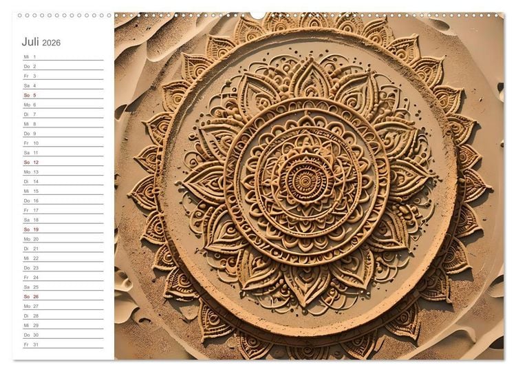 Produktbild: Natural Mandalas - Kraftvolle KI Mandalas aus Naturmaterialien (hochwertiger Premium Wandkalender 2026 DIN A2 quer), Kunstdruck in Hochglanz