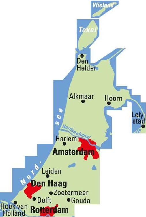 ADFC-Regionalkarte Nord-Holland Amsterdam, 1:75.000, mit Tagestourenvorschlägen