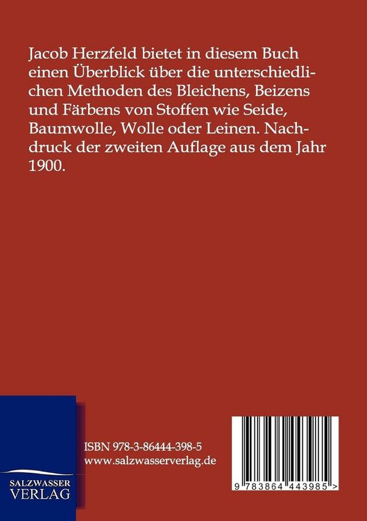 Produktbild: Die Bleichmittel, Beizen und Farbstoffe