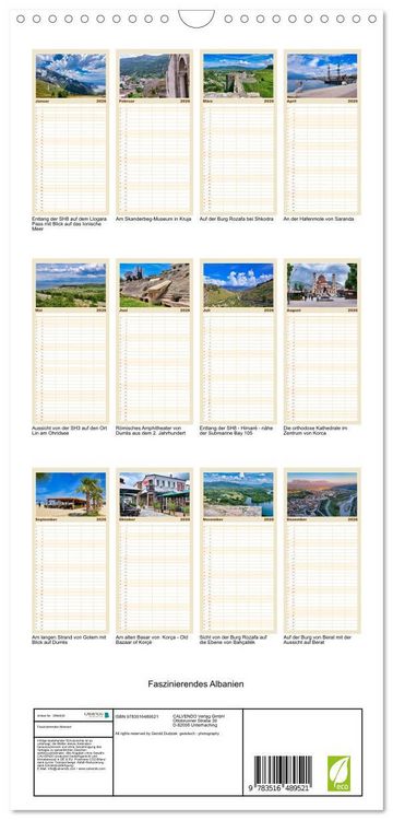 Produktbild: Familienplaner 2026 - Faszinierendes Albanien mit 5 Spalten (Wandkalender, 21 x 45 cm) CALVENDO