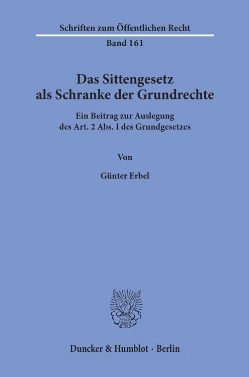 Produktbild: Das Sittengesetz als Schranke der Grundrechte.