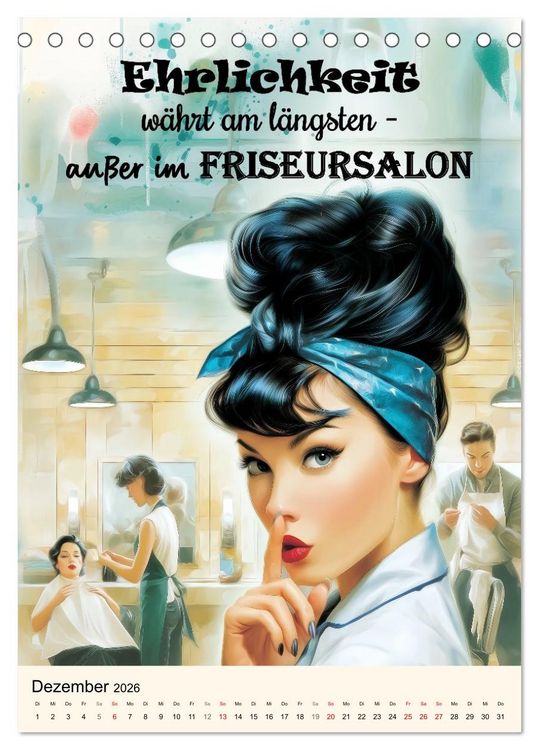 Produktbild: Friseurspr&uuml;che, Spa&szlig; rund um Frisuren, Kamm und Schere (Tischkalender 2026 DIN A5 hoch), CALVENDO Monatskalender
