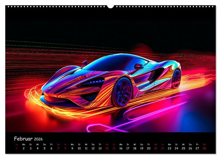 Produktbild: Futuristische Neon Cars (Wandkalender 2026 DIN A2 quer), CALVENDO Monatskalender