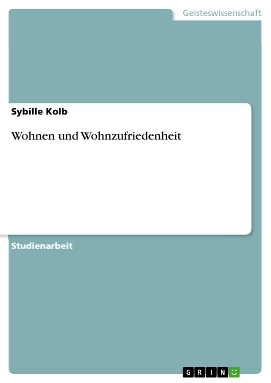 Produktbild: Wohnen und Wohnzufriedenheit