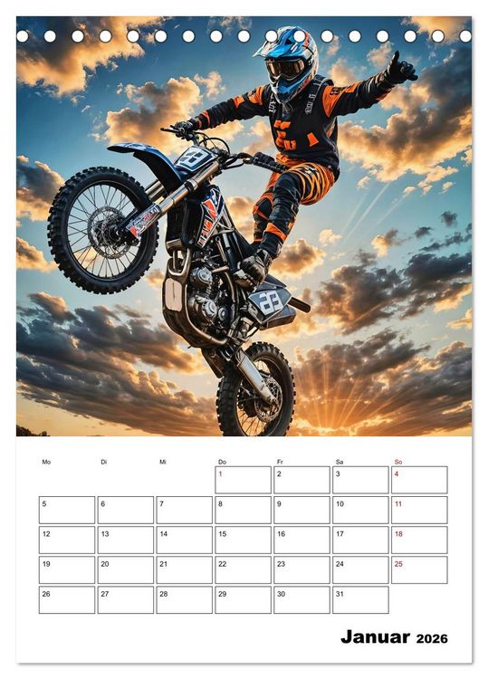 Produktbild: Vollgas und Adrenalin - Motocross-Action pur! (Tischkalender 2026 DIN A5 hoch), CALVENDO Monatskalender