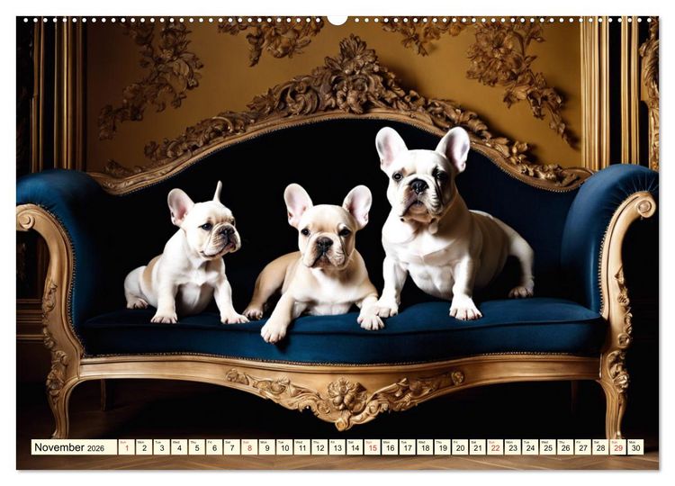Produktbild: Little kings - French Bulldogs (Wall Calendar 2026 DIN A2 landscape), CALVENDO 12 Month Wall Calendar