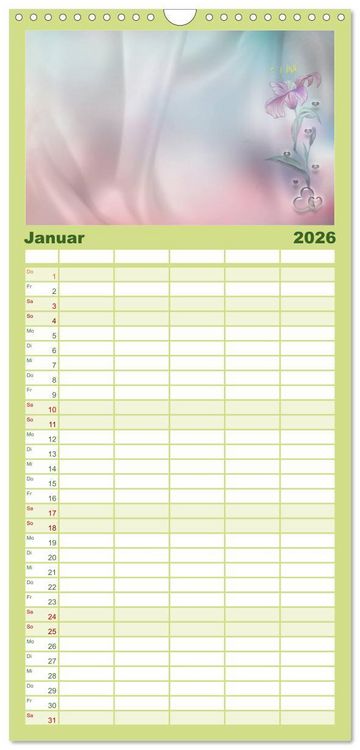 Produktbild: Familienplaner 2026 - Liebe wird im Herzen geboren mit 5 Spalten (Wandkalender, 21 x 45 cm) CALVENDO