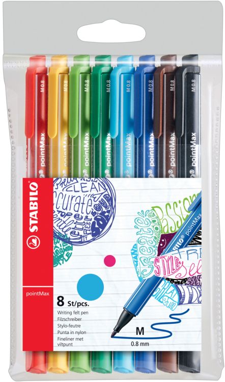 Produktbild: STABILO Filzschreiber -   pointMax - 8er Pack - mit 8 verschiedenen Farben