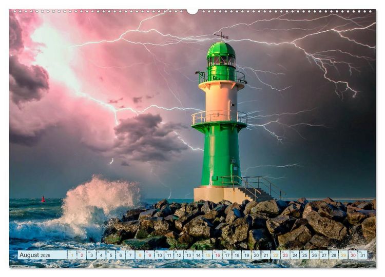 Produktbild: Leuchtturm Gewitter (Wandkalender 2026 DIN A2 quer), CALVENDO Monatskalender